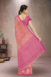 Peach Chanderi Printed Silk Cotton Saree 10075372