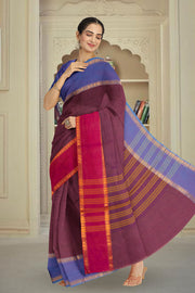 Purple Handloom Chettinad Cotton Saree 10075822