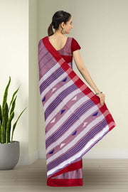 Mauve Bengal Handwoven Cotton Saree 10075335