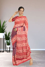 Mauve Printed Tussar Silk Saree 10076290