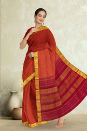 Red Handloom Pai Kattam Kanjivaram Silk Saree 10065038