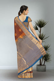 Brown Kanjivaram Vegan Silk Saree with Contrast Pallu 10074865
