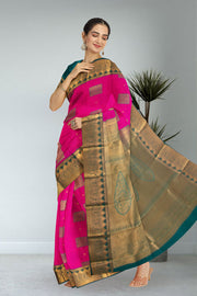 Pink Kanjivaram Vegan Silk Saree 10076030 