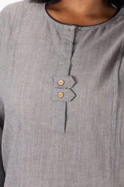 Grey Handcrafted Stripes Kurtas 10074360