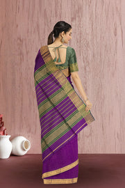 Purple Maheshwari Silk Cotton Saree 10075249