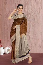 Hazelnut Brown Kanjivaram Vegan Silk Saree 10075590