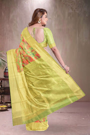 Android Green Printed Kanjivaram Silk Saree 10075582