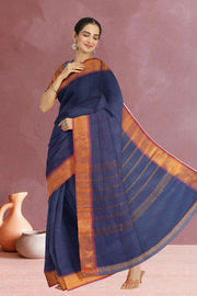 Blue Handloom Chettinad Cotton Saree 10075872