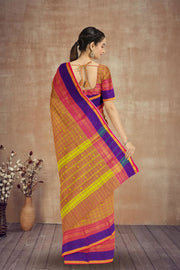 Orange Handloom Chettinad Cotton Saree Without Blouse 10075138