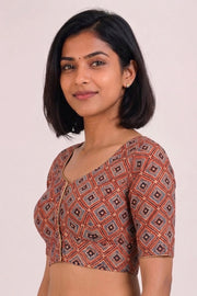 Maroon Ajrakh Printed Cotton Blouse 10072499
