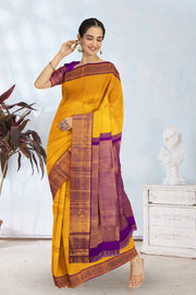  Marigold Korvai Kanjivaram Silk Saree 10075661