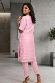 Pink Chikankari Embroidery Viscose Silk Salwar Suit 10076420