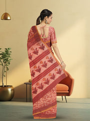 Melon Pink Vanaspathi Print Kota Cotton Saree 10074196