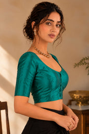 Deep Sea Green Kanjivaram Silk Blouse 10076642