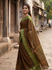 Brown Handloom Chettinad Cotton Saree 10077339