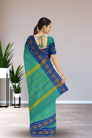 Blue Handloom Chettinad Cotton Saree Without Blouse 10075185