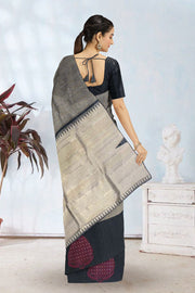 Black Pure Zari Kanjivaram Silk Saree 10063130
