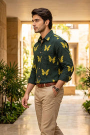 Indigo Handblock Print Pre-Washed Pure Cotton Shirt 10076867