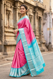 Pink Korvai Kanjivaram Silk Saree 10077922