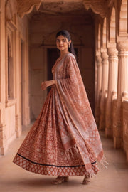 Maroon Hand Block Printed Chaniya Choli With Kota Doria Dupatta 10066336