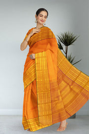 Orange Handloom Kanjivaram Silk Saree 10065046