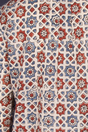 Cream Full Sleeve Ajrakh Printed Cotton Mens Shirt 10071159