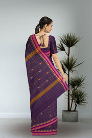 Purple Handloom Chettinad Cotton Saree Without Blouse 10075145