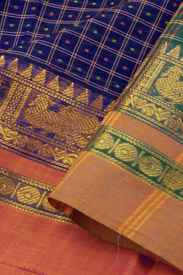Blue Thousand Buttas Chettinad Cotton Saree