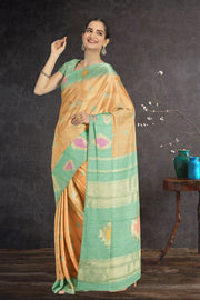 Kanjivaram Vegan Viscose Silk Brown Color Jute Style Finish 10075601