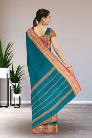 Blue Handloom Chettinad Cotton Saree 10072678
