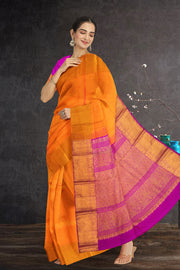 Vibrant Orange Nakashi Kanjivaram Silk Saree 10075524