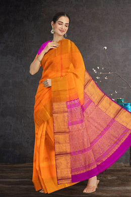 Vibrant Orange Nakashi Kanjivaram Silk Saree 10075524