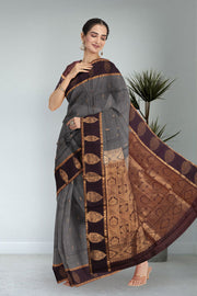 Grey Kanjivaram Pure Silk Saree 10076076