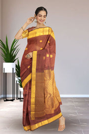 UP Maroon Kanjivaram Silk Saree with Checks Design 10075629