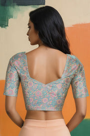 Green Banarasi Silk Blouse 10075010