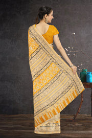 Yellow Kashmiri Printed Silk Saree 10075993