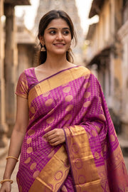Purple Kanjivaram Vegan Silk Saree 10073895