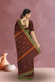 Maroon Handloom Chettinad Cotton Saree Without Blouse 10075141