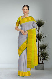 Grey Gadwal Kuttu Silk Saree 10076201