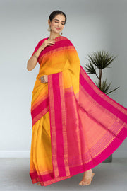 Turmeric Yellow Handloom Kanjivaram Soft Silk Saree 10075690