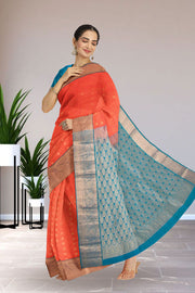 Orange Pure Silk Kanjivaram Saree 10071869