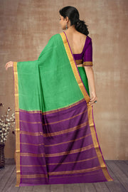 Evergreen Charm Green Mysore Crepe Silk Saree With Zari Border 10076676
