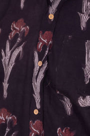 Black Half Sleeve Jahota Printed Cotton Mens Shirt 10074321