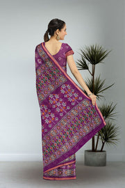 Purple Patola Printed Silk Cotton Saree 10074939