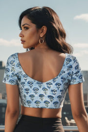 Blue Vanaspathi Printed Cotton Blouse 10074483