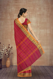 Maroon Handloom Chettinad Cotton Saree 10075080