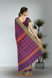 Purple Handloom Chettinad Cotton Saree 10075078