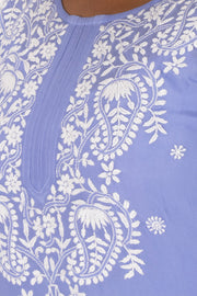 Blue Chikankari Embroidery Georgette Kurta 10074393