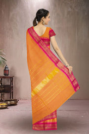Orange Handwoven Kanchi Cotton Saree 10069278