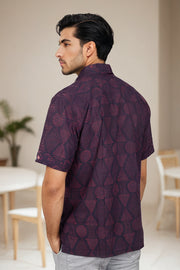 Indigo Handblock Print Pre-Washed Pure Cotton Crop Shirt 10074633